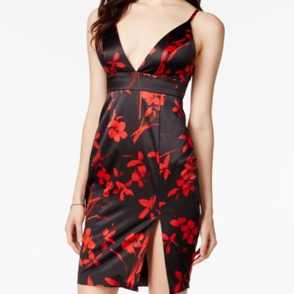 Guess Dresses & Skirts - GUESS Plunging Front-Slit Satin Dress